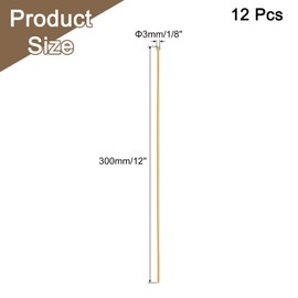MECCANIXITY Brass Rods 1/8 Inch x 12 Inch Brass Solid Round Rod for Handle Pin DIY Craft Material Pack of 12