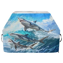 BBQ for Outdoor Grill Waterproof Barbeque for Most Grills Three Beautiful Sharks Jumped Over The Waves