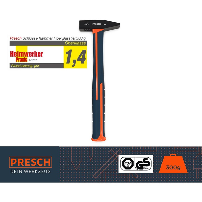 Presch Machinist Hammer Fibreglass Handle 300g - Small Hammer in