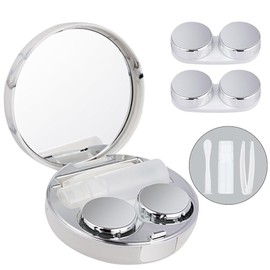 1팩 콘택트렌즈 케이스 키트, 부착형 2Pc 교체 가능, 일상적인 야외 사용(실버) [Rose Gold] 1 Pack Contact Lens Case Kit, Attachable 2Pc Replaceable, Everyday Outdoor Use (Silver) [Rose Gold]