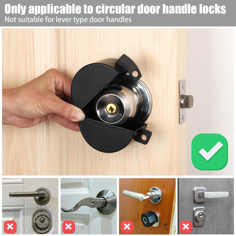 TEMEILI Round Door Handle Locking Device, Door Handle Lock Cover,