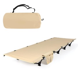 FAHKNS Lightweight Camping Cot, Ultralight Folding Bed for Camping, Hiking, Travel, Portable Compact for Outdoor Travel, Khaki