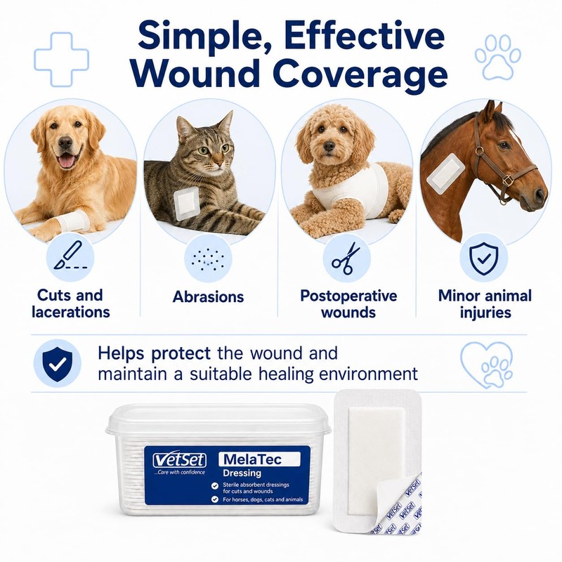 VetSet MelaTec Non-Adherent Wound Dressings 10cm x 10cm 30 Pack
