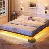 HOOBRO Floating Bed Frame King Size Bed Frame with Charging