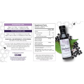 Elderberry Queen Organic Elderberry Syrup 12 Fl Oz - Immune Support Formula with Sambucus Black Elderberry & Aronia Berry - Pure Natural Certified Organic Elderberry Syrup for Kids and Adults