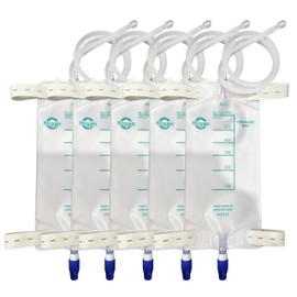 Filigan 600ml Nephrostomy Bags, Clear Urine Drainage Bag with 24" Silicone Tube, Twist Drain Valve (Pack of 5)