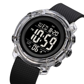 Gosasa Relojes deportivos al aire última intervensión para mujer, reloj casual para calendario, visualización de la semana, alarma, 3 barras, correa de goma impermeable, reloj digital LED, X-negro, Deporte