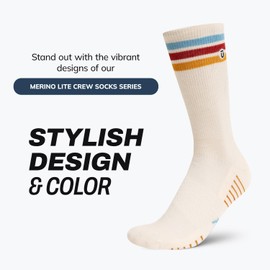 Outway Lightweight Merino Wool Crew Socks for Men & Women, Breathable, Odor-Resistant, Moisture-Wicking Hiking & Travel Socks with Arch Support & Seamless Toe, Moonstone