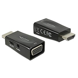 DeLock - Adapter HDMI-A Stecker> VGA Buchse mit Audio Screwless - Adapter - Audio/Multimedia, Schwarz