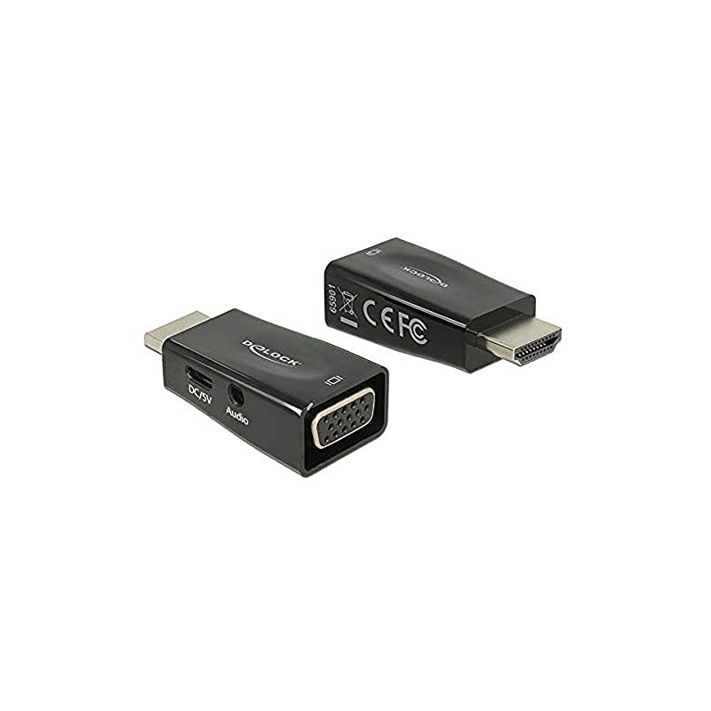 DeLock - Adapter HDMI-A Stecker> VGA Buchse mit Audio Screwless