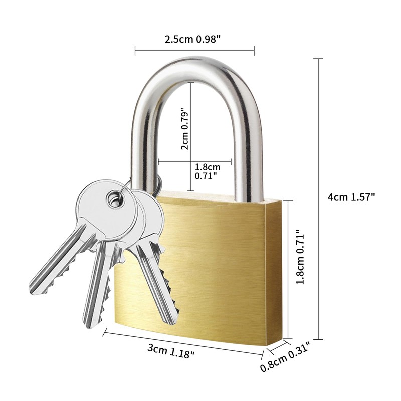 Cieex Pack of 4 Padlocks, 30 mm Small Lock with