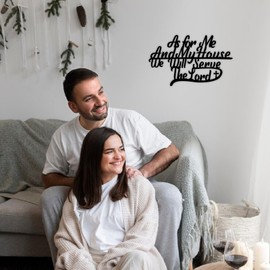 Hppybiry as for Me and My House We Will Serve the Lord Metal Wall Decor Bible Verses Black Metal Signs 12" x7.3" Wall Art Christian Religious Scripture Wall Hanging Decoration for Living Room Office