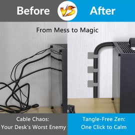 Desk Cable Management, Wire Organizers for Cords - Upgrade 48 PCS Grey Sticky Back Self Adhesive Cable Ties, Hook and Loop Straps for Home or Office Use