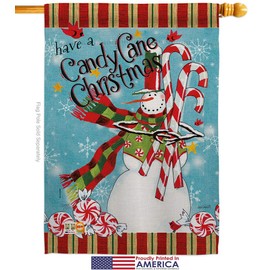 Breeze Decor Christmas Candy Cane House Flag Set Winter Santa Marry Xmas Present Reindeer Season Wintertime Snow Small Decorative Gift Yard Banner Made in USA 28 X 40