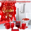 TUANYO 5 Pcs Red Acrylic Bathroom Accessories Set Complete, Lotion/Soap