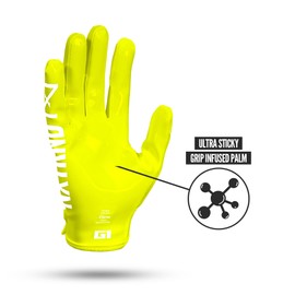 Nxtrnd G1 Pro Men's Football Gloves, Adult Sticky Receiver Gloves (Neon Yellow, Medium)