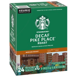 Starbucks Pike Place Decaffeinated Coffee Single-Serve K-Cup, 24 Count