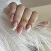 Marble Press on Nails Medium Square Fake Nails Nude Glue