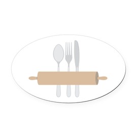 CafePress Rolling Pin & Utensils Euro Oval Car Bumper Magnet