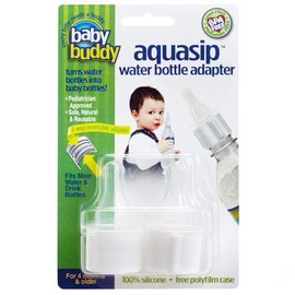 Baby Buddy AquaSip Water Bottle Adapter, Turn Regular Water Bottle Into A Baby Bottle, Baby Care Products, Baby Stuff to Include On Registry for Baby, White, 2-Count