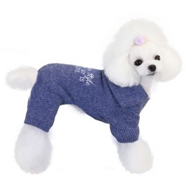 Dog Sweater Dog Clothes Fleece Dog Woolen Sweater Winter Warm Sweat Shirt 4 Legs Jumpsuit Simple Fleece Sweater for Small Dog Medium Dog Cat Blue XL