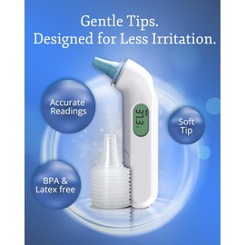 Aqulius Ear Thermometer Probe Covers - Compatible with Braun Thermoscan IRT6520, IRT6020 & Phillips IRT3030-400 Count Single-Use Bulk Refill Pack - Disposable Ear Thermometer Covers & Probe Caps