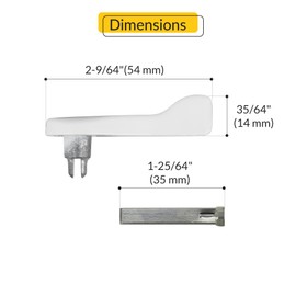 Brixwell Patio Door Handle Thumbturn Kit Full Tail, Aluminum Material, White Finish, 2-9/64" Height, 35/64" Width and 3-15/16" Hole Center, Patio Door Lock Kit