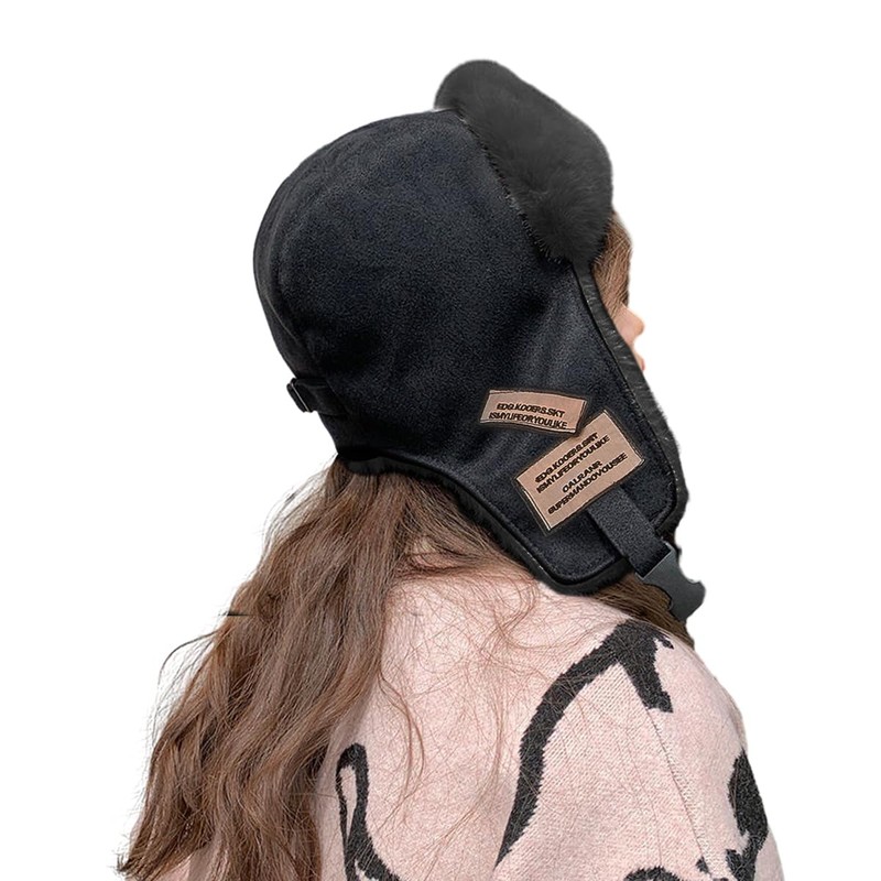 IBLUELOVER Unisex Earflap Trapper Hat Faux Fur Fleece Lined Russian
