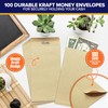 Decorably 100 Pack Kraft Small Money Envelopes for Cash Saving,