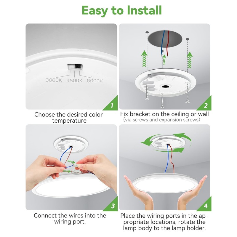 Zemty 4Pack 12 Inch LED Flush Mount Light, 28W 3200lm