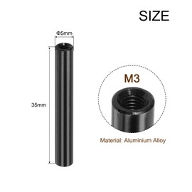 sourcing map Round Aluminium Standoff Column Spacer,Standoffs Round Spacers M3x35mm,Spacers Assortment Kit for RC Airplane,FPV Quadcopter,CNC,Black,Pack of 15