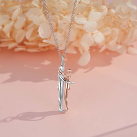 Nisgoin Hug Couple Necklace 925 Sterling Silver Hugging Couple Pendant Necklace for Women Rose Gold Hug Necklace for Couples Valentines Jewelry Gifts for Wife Lover Him and Her