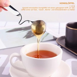 PHIEZC Honey Spoon Stainless Steel, 4-Piece Mixing Spoon Set, High Quality Honey/Jam Spoon Set, Dessert Spoon, Hanging Jam Spoon, Honey Spoon with Spiral (for Jam, Yogurt)