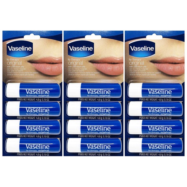 Vaseline Lip Therapy, 0.16 oz. Original (Pack of 12)