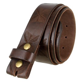 B6670 Vintage Full Grain Genuine Leather Butterfly Embossed Casual Belt Strap 1-1/2"(38mm) Wide (Brown, 32)