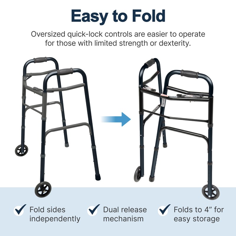 Lumex ColorSelect Walkers for Seniors, Rolling & Folding Adult Walker