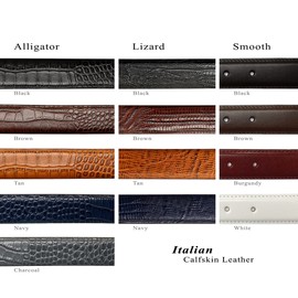 Gareth Italian Calfskin Genuine Leather Designer Dress Belt 1-1/8"(30mm) taper down to 1"(25mm) wide (Lizar Black, 38)