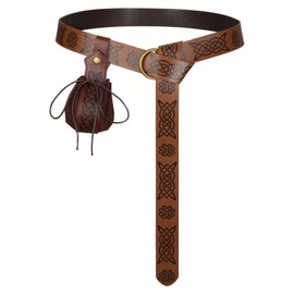 VONMELLI Renaissance Belt Bag, Medieval Vintage Belt Made of Faux Leather, Ren Faire, Pirate Costume Accessories, Coffee B
