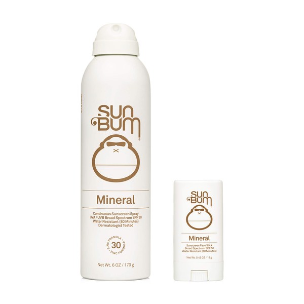 Sun Bum Sun Bum Mineral Spf 30 Sunscreen Spray and Spf 50 Face Stick Vegan and Reef Friendly (octinoxate & Oxybenzone Free) Broad Spectrum Zinc Sunscreen With Uva/uvb, 2 Count