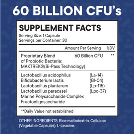 Probiotics 60 Billion CFU with Prebiotic Formula - Probiotics for Women and Men and Adults, 100% Natural Digestive Enzymes, Shelf Stable Probiotic Supplement Prebiotic