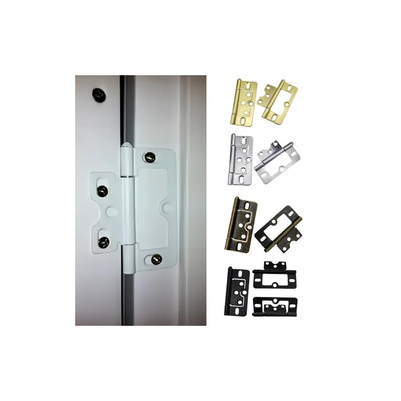 5Pcs Black Flush Hinges,3 Inch Iron Door Hinges for Drawer