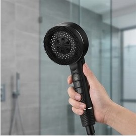 Filtered Handheld Shower Head with Silicone Massage Brush - 3 Spray Modes, One-Touch Stop and Replaceable Filter