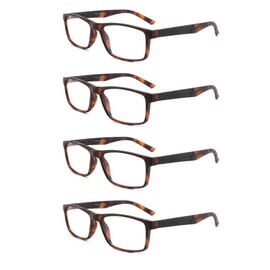 DONGDI Blue Light Blocking Reading Glasses 4 Pack Computer Readers for Women Men,Anti Glare UV Ray Filter Eyeglasses… (4pack-brown tortoise, 2.75)