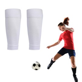 Football Sock Sleeves,Soccer Shin Guards Sleeves,Team Leg Sock Sleeve,Elastic Shin Pad Sleeves,Unisex Tubes Tubes,Soft Calf Sleeves, for Football Running or Training Beginner (White)