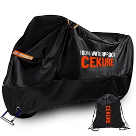 Cekure Heavy Duty Motorcycle Cover Waterproof Outdoor 240D Oxford Fabric with Heat Sealed Seams Ultra Waterproof Fits up to 88.6" All Weather Scooter Cover for Sport Bike with Carry Bag