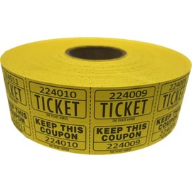 The Ticket GURU-Large Number Raffle 50/50 TICKETS-2000/ROLL (Yellow)