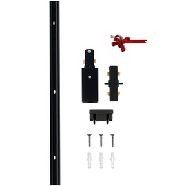 Bravsekai H Type Track Lighting Rails 1PCS 120V Single Circuit 3-Wire H Track Rail 3.28FT with Extra 1 I Connector and Wall Anchors, Made of Aluminum and Strength Guarantee (Black)