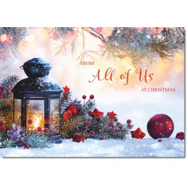 doodlecards From All Of Us Christmas Card Festive Lamp Medium Size Christmas Card for From All Of Us with Plain Envelope