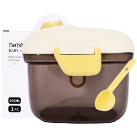 Bebamour Baby Formula Dispenser Container Portable Formula Dispenser Container with Scoop, Carry Handle and Date Maker for Travel Outdoor for Baby Infant,500ML (Coffee)