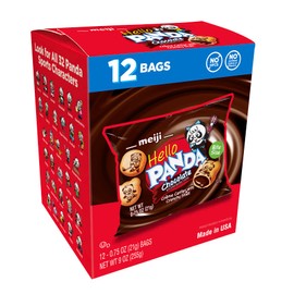 MEIJI Hello Panda Cookies, Chocolate Crème Filled - 12 Count, 0.75oz Bags - Bite Sized Cookies with Fun Panda Sports
